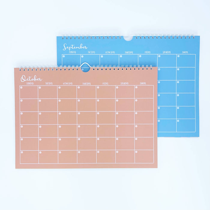 Wandkalender für 12 Monate, A4-Farben, undatiert
