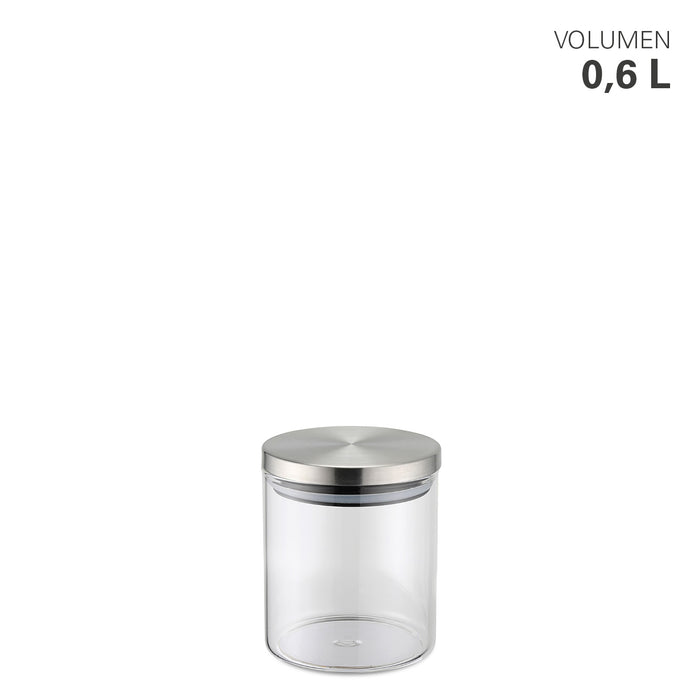 Vorratsdose Borosilikatglas / Edelstahldeckel  Vol. 0,6 L
