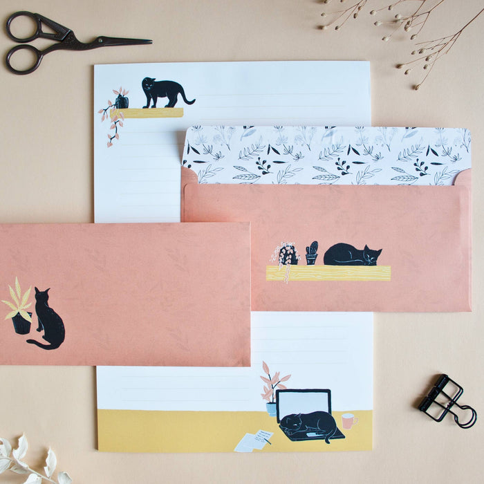 Briefpapier Set Katzen, Briefblock A4 & 10 Briefumschläge