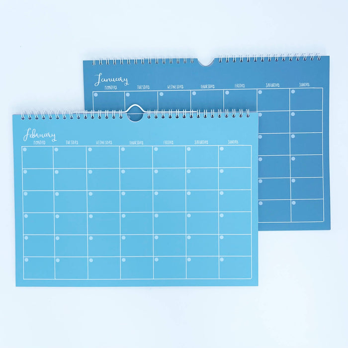 Wandkalender für 12 Monate, A4-Farben, undatiert