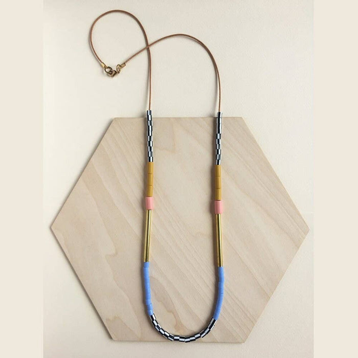 Colourblock Halskette - Mustard & Pink