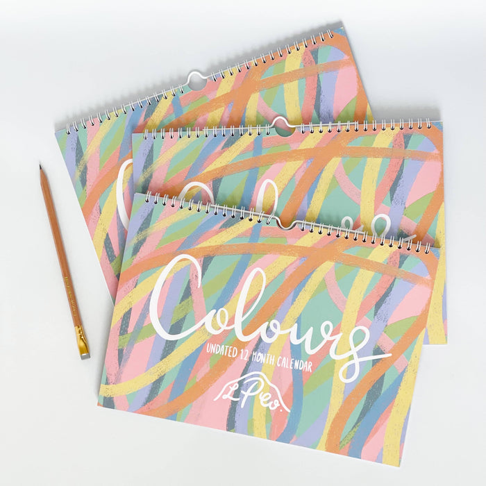 Wandkalender für 12 Monate, A4-Farben, undatiert