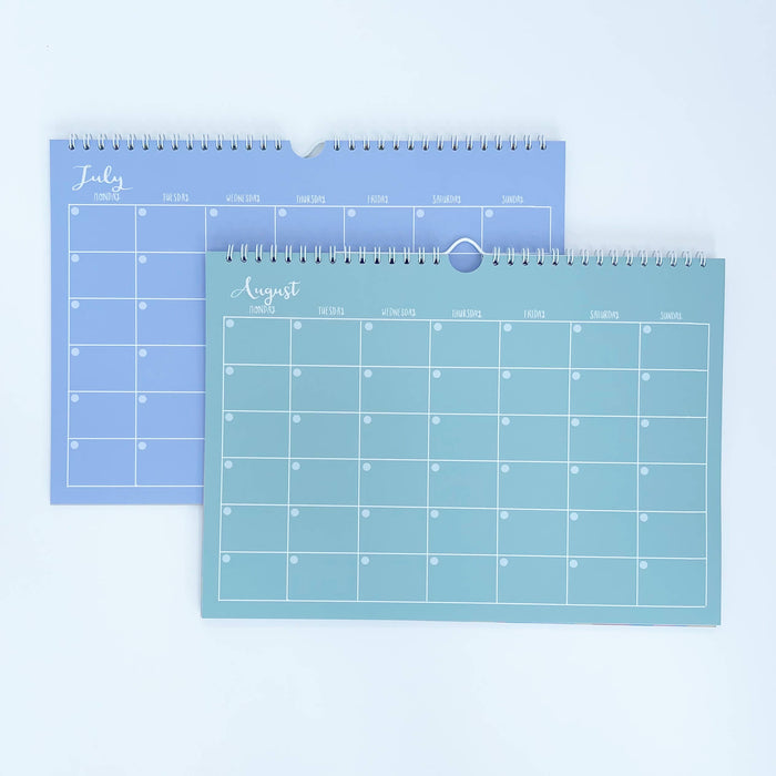 Wandkalender für 12 Monate, A4-Farben, undatiert