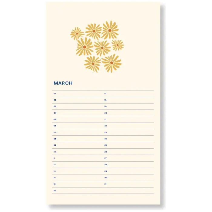 A-Journal Birthday Calendar Sun Pink