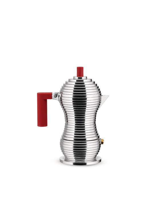 Alessi Espressokocher Pulcina rot Aluminiumguss