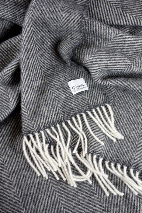 Coudre Berlin Wolldecke / Kuscheldecke - Herringbone Anthracite