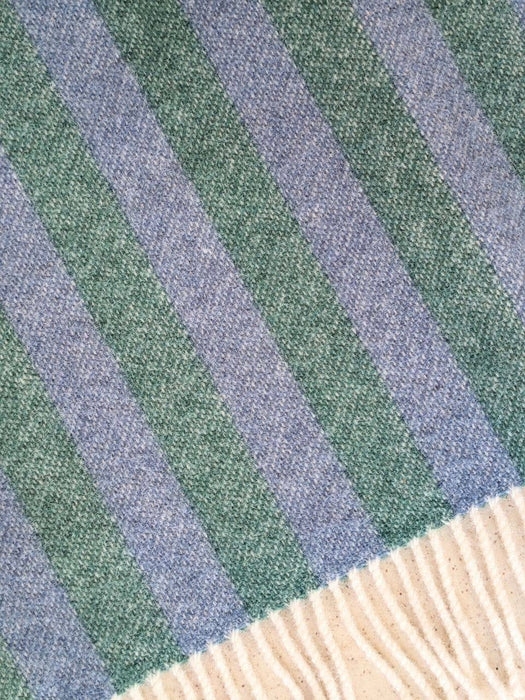 Coudre Berlin Wolldecke / Kuscheldecke - STRIPES Greenstone / Denim