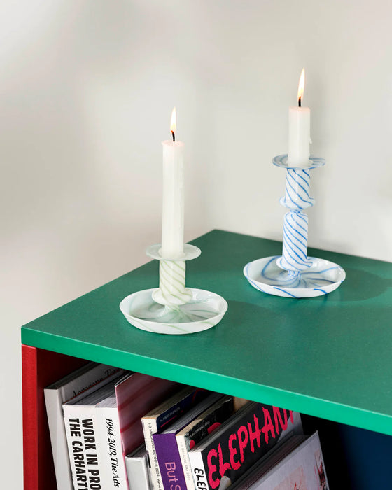 HAY Kerzenhalter FLARE - Candleholder Stripe Milk Green S
