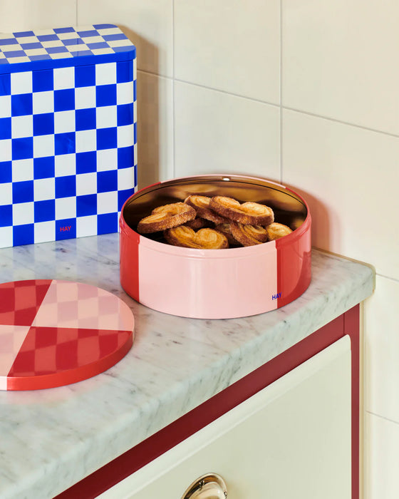 Tin Container Round - Red und Soft Pink