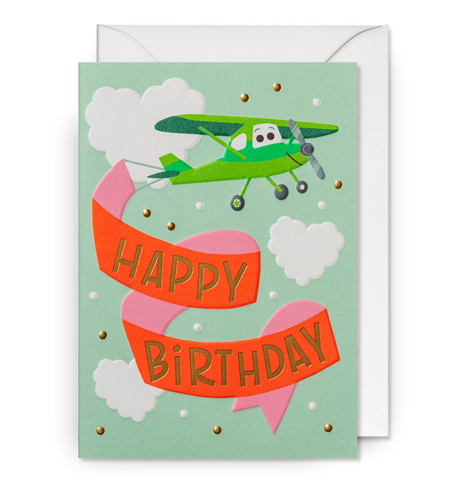 Grußkarte Geburtstag - "Happy Birthday Plane Banner" by Mei Støyva