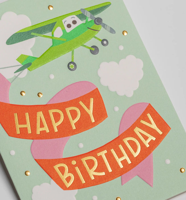 Grußkarte Geburtstag - "Happy Birthday Plane Banner" by Mei Støyva