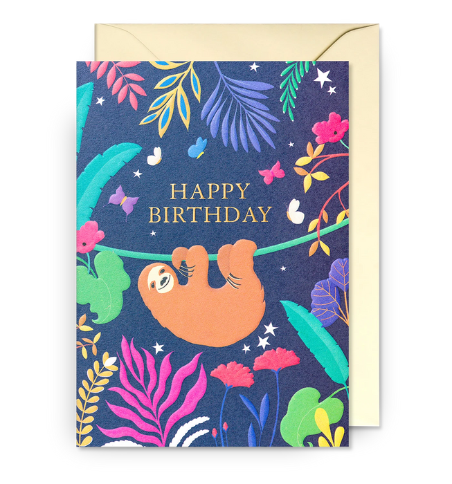 Grußkarte Geburtstag - "Happy Birthday Sloth" by Carrie May