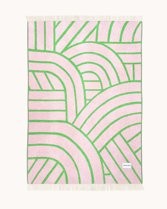 Maison Deux Decke - Lines Blanket Pink/Apple - 130 x 200 cm