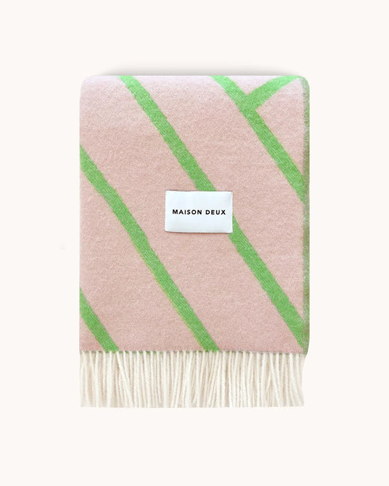 Maison Deux Decke - Lines Blanket Pink/Apple - 130 x 200 cm