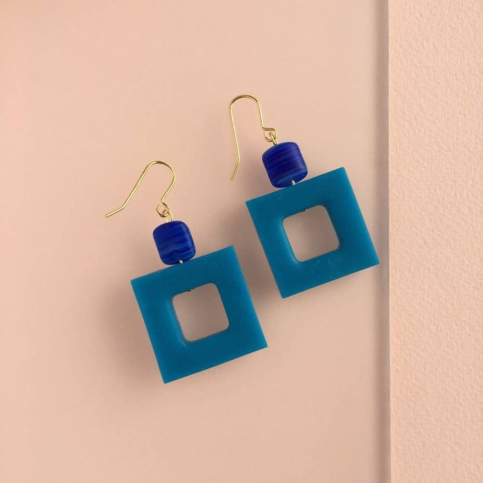 Blue Square Ohrringe