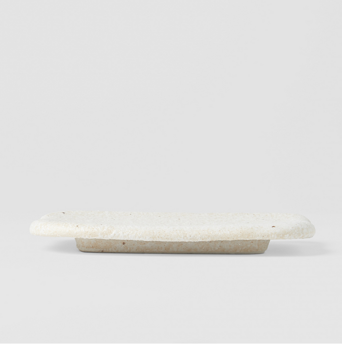 Shell White Slab Rectangular Plate - 16x11cm