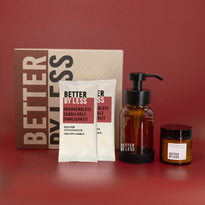 Better By Less Geschenkset Schaumseife mit Kerze - Mellow Marble