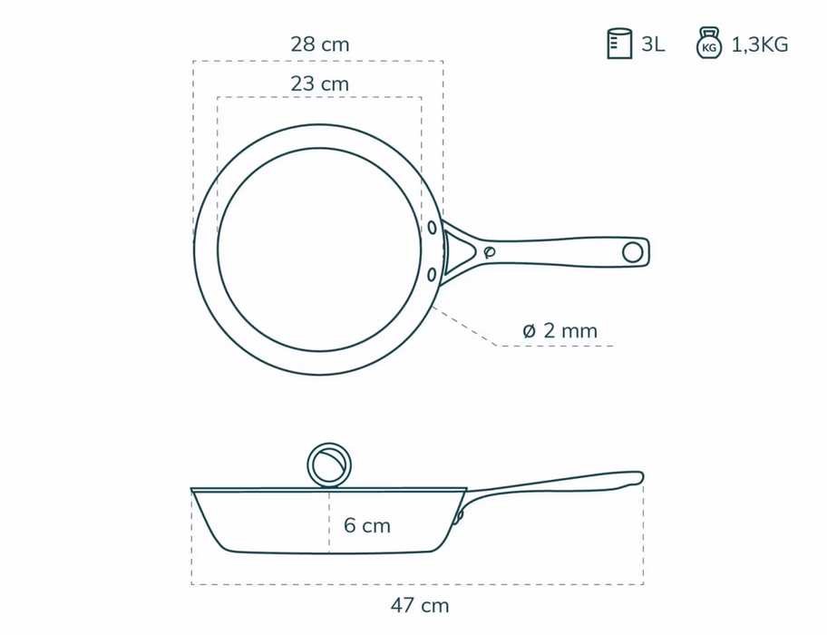 Olavson Kupferkernpfanne unbeschichtet - 28 cm