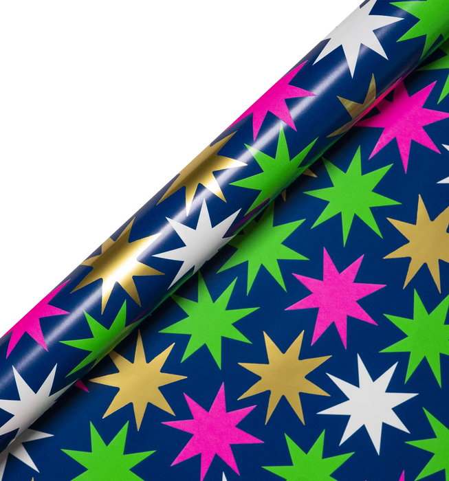 Geschenkpapier Weihnachten - Christmas Star Neon