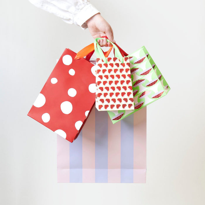 Geschenktasche mit Streifen XL - Rosa/Flieder