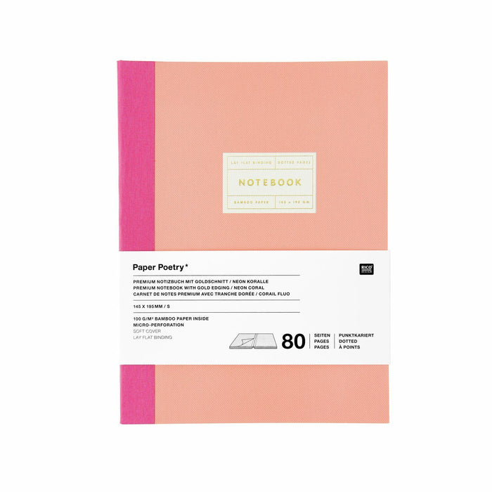 Rico Design Notizbuch S - Koralle mit Goldrand