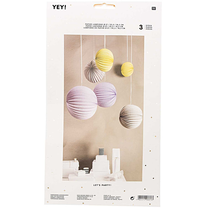 Rico Design Papier Lampions Pastel - 3 Stück