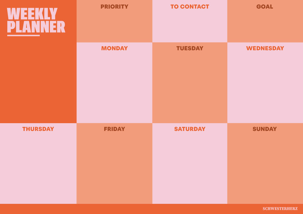 Schwesterherz Wochenplaner / Weekly Planner
