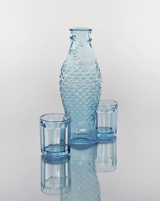 Serax Set Fish & Fish - Karaffe mit 2 Gläsern - M - Blau 