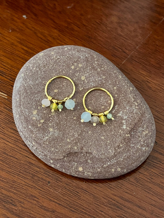 Hoops Jade-Agate-Aquamarine-Morganite Ohrringe - Gold