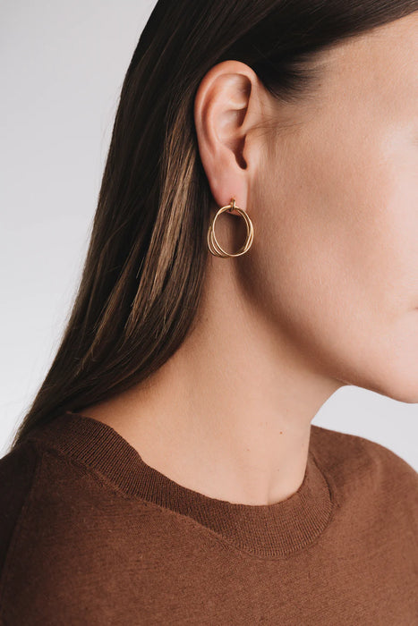 Triple Oval Shape From Wire Ohrringe - Gold