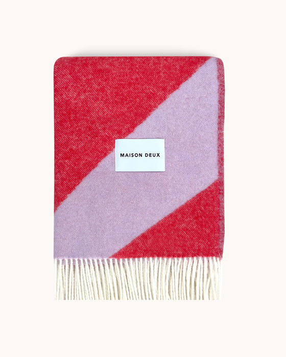 Maison Deux Decke - Swirl Blanket Lilac/Scarlet - 130 x 200 cm