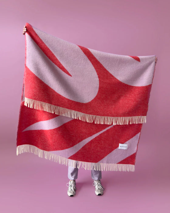Maison Deux Decke - Swirl Blanket Lilac/Scarlet - 130 x 200 cm