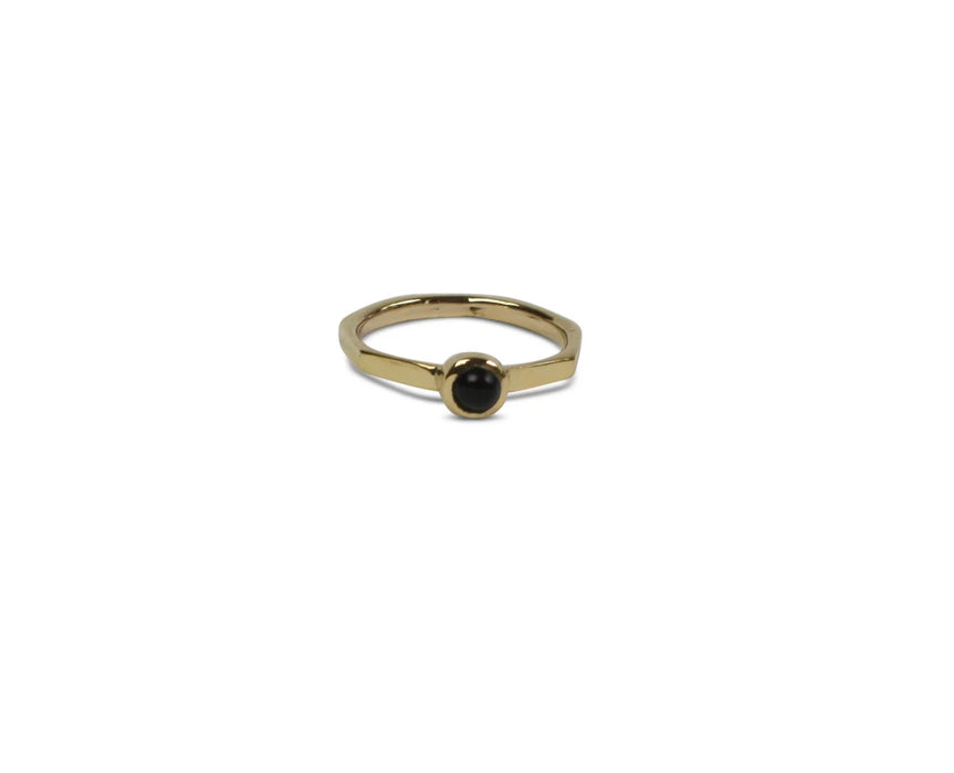 Edge Stone Ring - Messing/Onyx