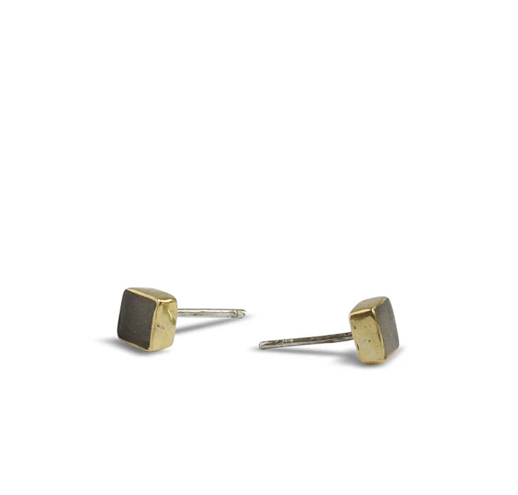 Square Stone Ohrstecker - Aquamarin