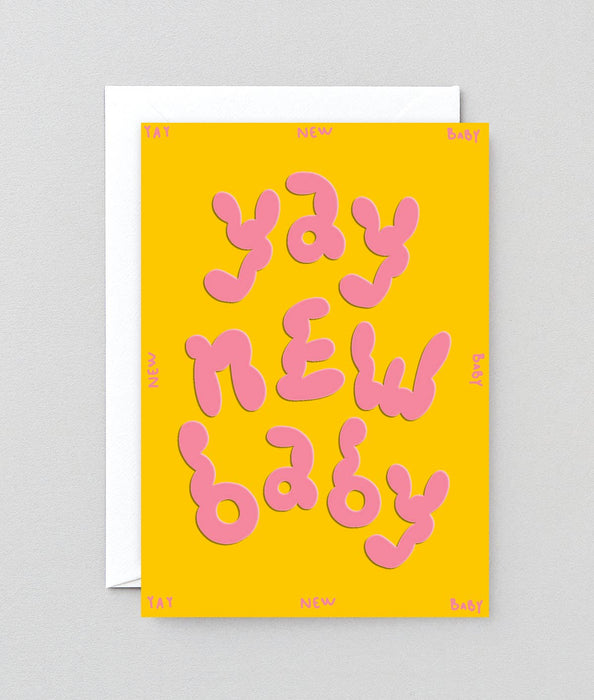 Grußkarte Geburt mit Prägung - „Yay New Baby“