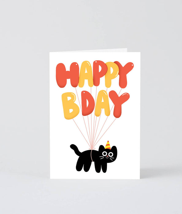 Glückwunschkarte „Happy Bday Cat Balloons“