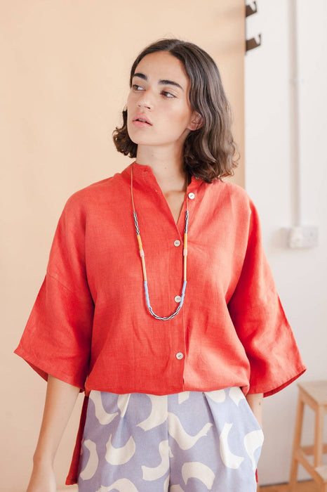 Colourblock Halskette - Mustard & Pink