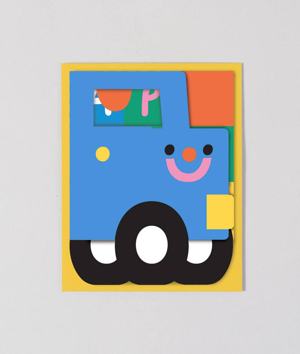 Ausklappbare Geburtstagskarte für Kinder mit Aufschrift „Birthday Truck“