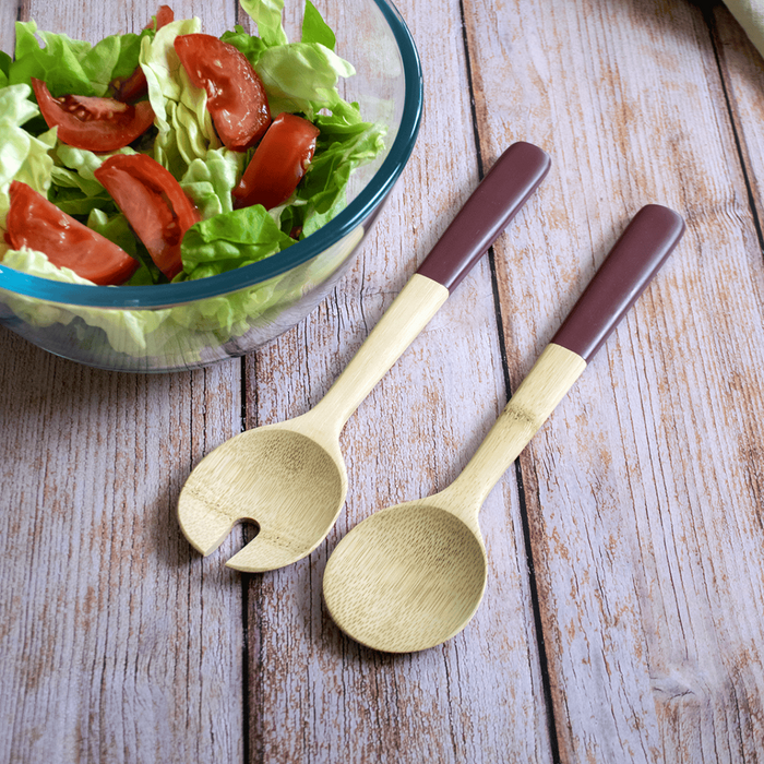 pebbly Salatbesteck aus Bambus - Kirsche