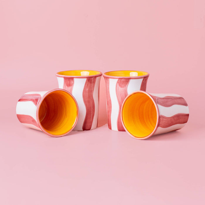 Frühstückstasse aus Keramik 250 ml/White and Pink Stripes PACA