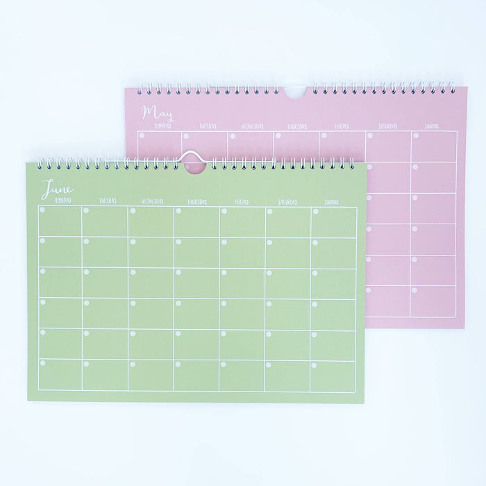Wandkalender für 12 Monate, A4-Farben, undatiert