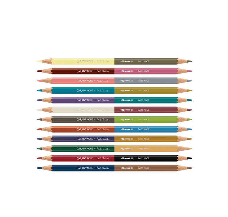 Caran d’Ache Paul Smith Set - 12 Farbstifte Bicolor & 1 Pinsel 