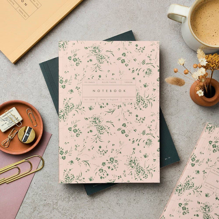 Notizbuch - Rosa Geblümter Garten Flach