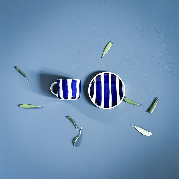 Espresso  Stripes - mare blue (2er Set - 4 Teile)