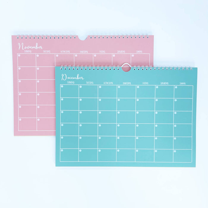 Wandkalender für 12 Monate, A4-Farben, undatiert