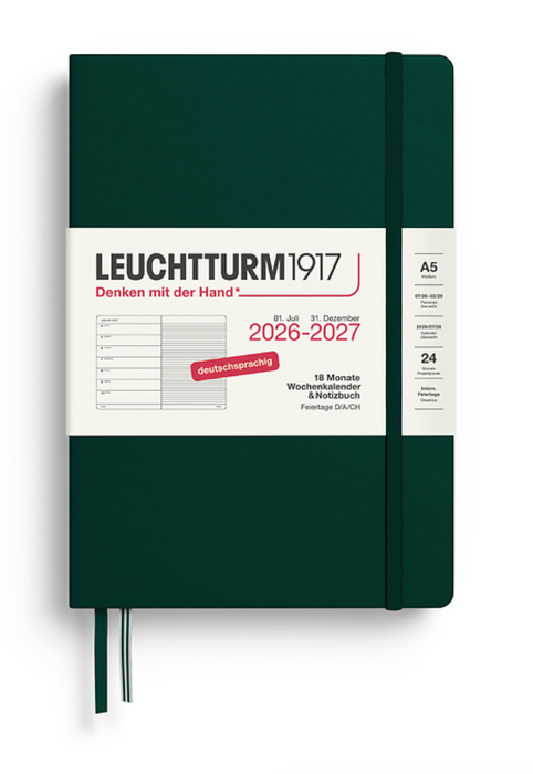 Wochenkalender & Notizbuch - A5 - 18 Monate  2026 / 2027