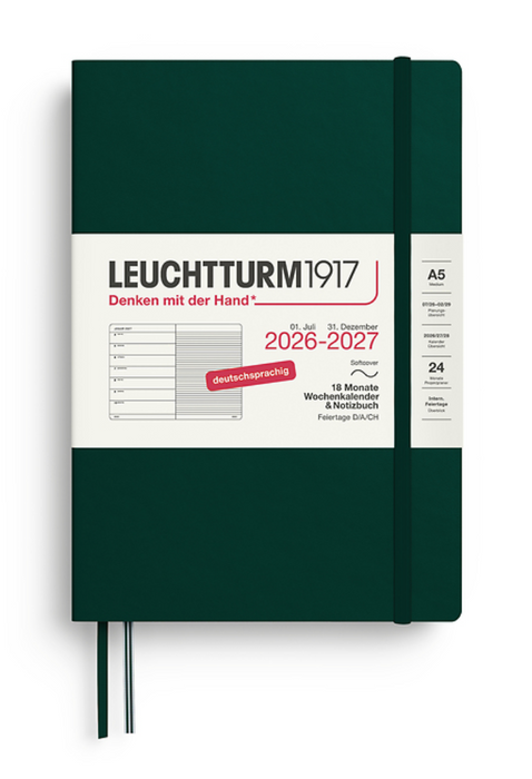 Wochenkalender & Notizbuch - A5 - 18 Monate  2026 / 2027
