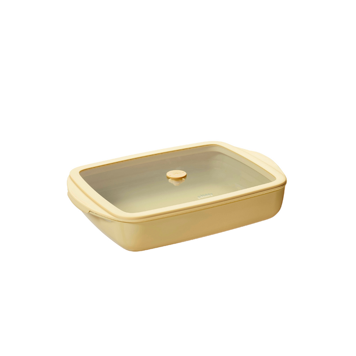 Pebbly Rechteckige Glas-Backform mit Deckel – 1,6 l - Egg Shell