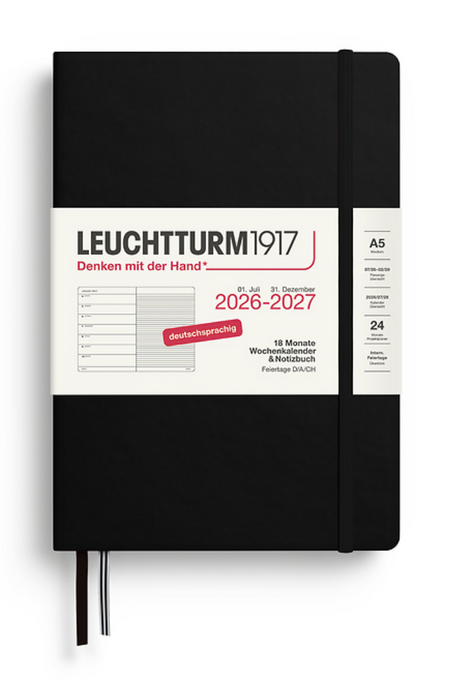 Wochenkalender & Notizbuch - A5 - 18 Monate  2026 / 2027