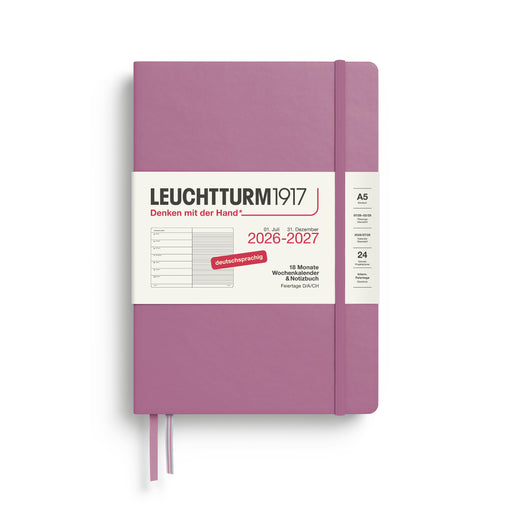 Leuchtturm Wochenkalender & Notizbuch 2026/2027 - A5 (18 Monate) - Dusty Rose - Hardcover
